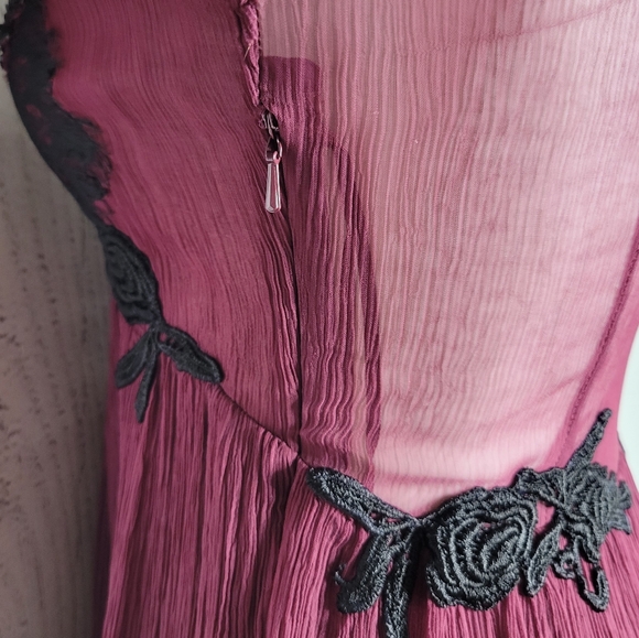 Free People Sheer Bell Sleeve Mini Dress w/ Sequins and Embroidery, size Small - Picture 7 of 10